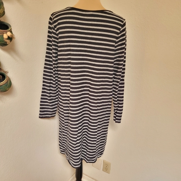 J. Jill Black and Grey Striped Point Knit Dress - Picture 5 of 6